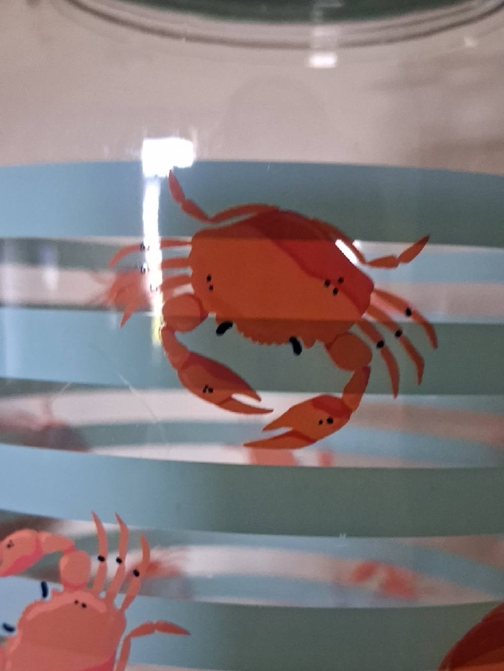 New Aqua and Coral Crab Glass Beverage Dispenser - Picture 3 of 4